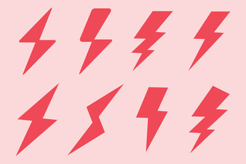 flat flash thunder power icon set, lightning bolt icon with thunderbolt, Electric power symbol,eps10