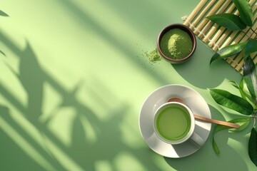 Detailed Picture of Matcha Tea Concept for Flyer Template