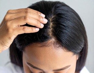 Fototapeta premium Woman checking for hair loss