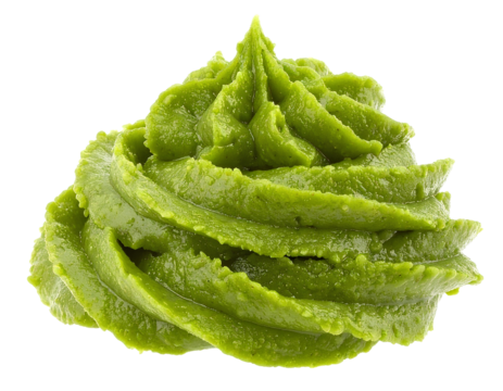 Realistic green Japanese wasabi paste, isolated on transparent background, generative AI