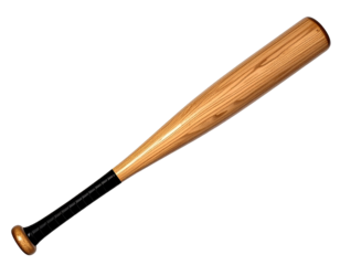 Classic wooden baseball bat, isolated on transparent background, generative AI