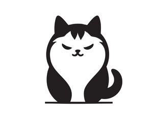 Obraz premium Stylized, minimalist illustration of a black and white husky dog sitting with eyes closed.