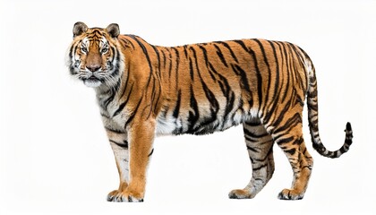 Obraz premium majestic bengal tiger standing isolated on white background