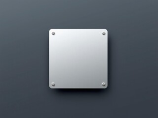Metallic Square Plate with Rivets on Dark Background