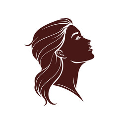 Women face vector. silhouette of beautiful profile of female head concept beauty and fashion. girl with long hair