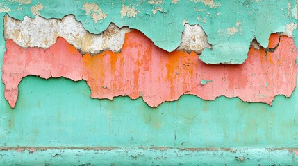 Obraz premium Peeling paint in teal and coral