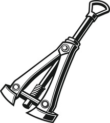 Black and white illustration of a mechanical tool industrial