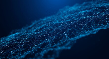 Abstract Blue Network Structure with Interconnected Nodes