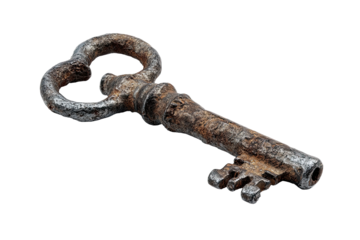 Rusty antique key,  worn and aged