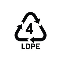 Plastic Recycling Symbol 4 LDPE Quality Sign Icon