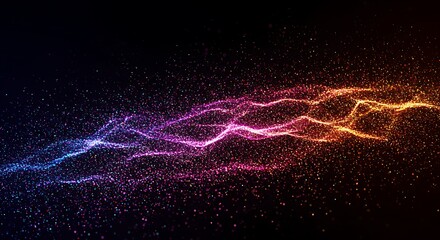 Vibrant Multicolored Particle Waves on Dark Background