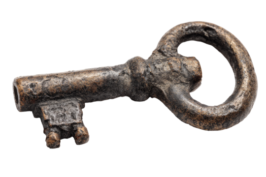 Antique, weathered, bronze key.  Detailed, aged metal - Powered by Adobe