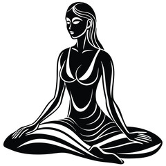 Yoga woman silhouette vector design. black yoga logo vector art.