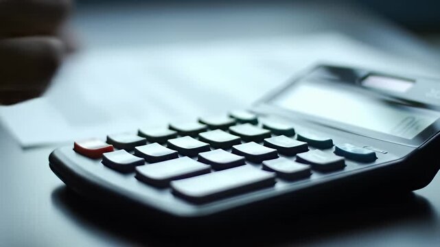 Close-up of a hand with a pen over a financial sheet, data columns and rows