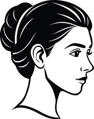Women face vector. silhouette of beautiful profile of female head concept beauty and fashion. girl with long hair