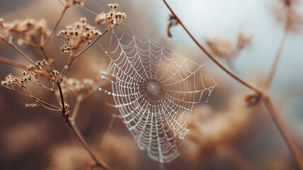 spider web with dew drops