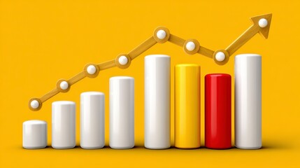 Upward Trending 3D Bar Graph Showing Business Growth