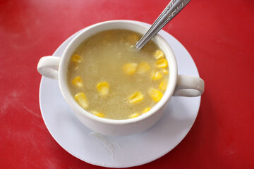 bowl of soup with spoon