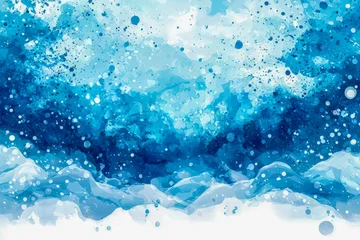 Keuken achterwand Blauw Abstract blue watercolor mountain landscape with splashes and splatters  © Sergej Gerasimov
