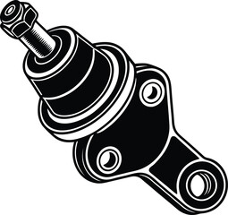 Black automotive ball joint with bolt and nut suspension steering