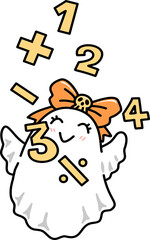 Retro Groovy  Halloween Ghost with Math Symbols