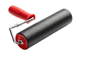 Black paint roller with red handles