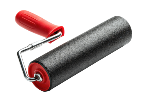 Black paint roller with red handles