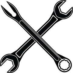 Black crossed wrenches tool illustration tools metal