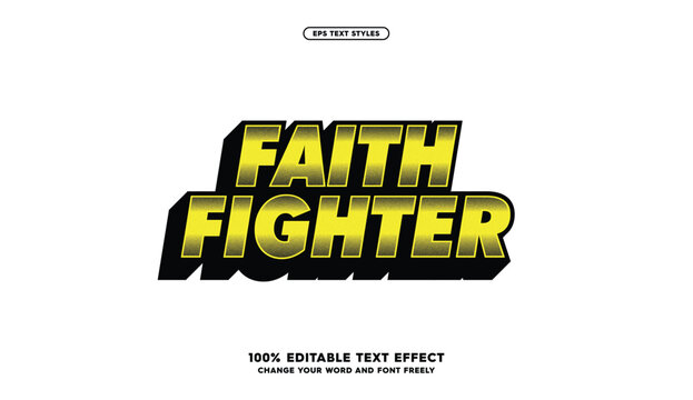 Faith Fighter: Bold 3D extruded typeface in a vibrant yellow style. Perfect for action titles, movie posters, or creative events. Fully editable and ready to use in EPS format. Dynamic vector font. - Powered by Adobe