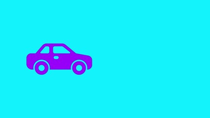 Purple Car Silhouette on a Bright Turquoise Background Simple Graphic Transportation Concept