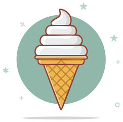 Ice Cream Cone Illustration with a Retro Theme and a Light Blue Backdrop