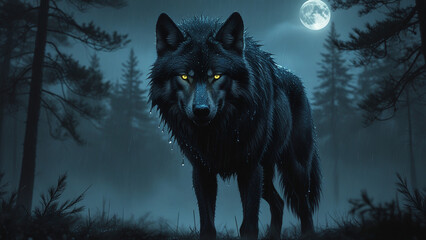 wolf howling at night