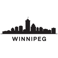 Naklejka premium Winnipeg skyline silhouette. Black Winnipeg city. Vector black silhouette. with white background.