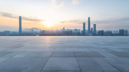 sunset over the city