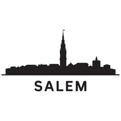Naklejka premium Salem skyline silhouette. Black Nantes city. Vector black silhouette. with white background.