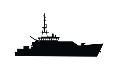 Obraz premium Massive black warship military silhouette profile