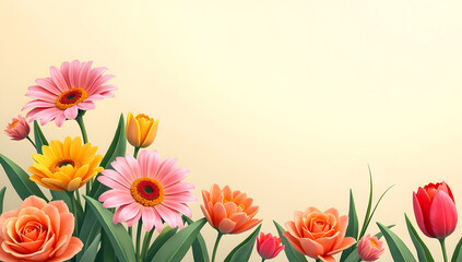 Fototapeta premium Colorful Spring Flower Bouquet on Soft Background