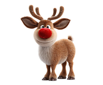 A charming and joyful reindeer with a bright red nose, ready for the holidays!