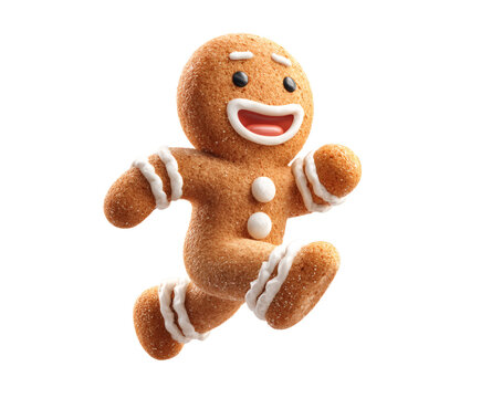 The joyful gingerbread man runs with festive cheer for the holidays.