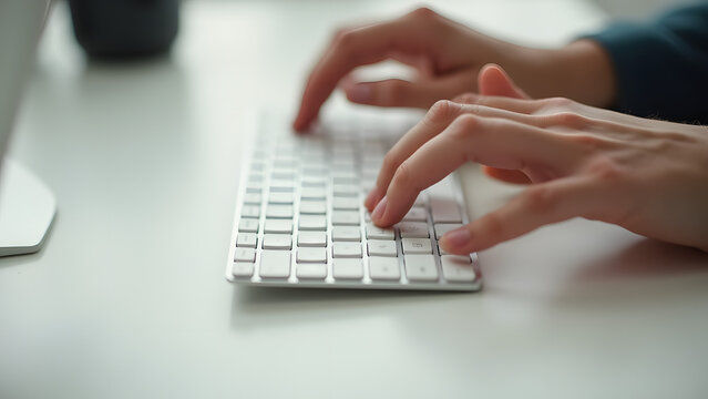 Hands Typing On A Wireless Keyboard - Powered by Adobe