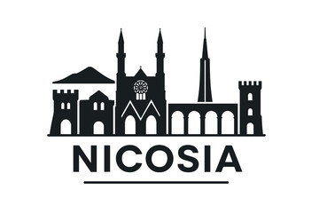 Fototapeta premium Nicosia city skyline with iconic buildings and landmarks