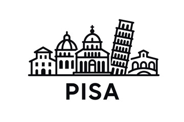 Fototapeta premium Pisa city skyline with iconic buildings and landmarks