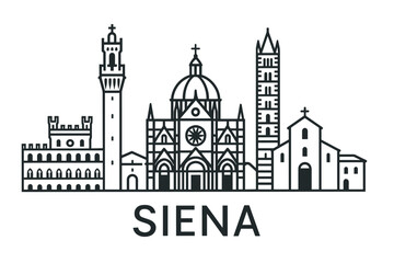 Obraz premium Siena city skyline with iconic buildings and landmarks