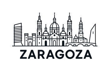Zaragoza city skyline with iconic buildings and landmarks