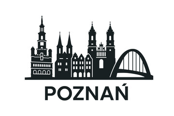 Obraz premium Poznań city skyline with iconic buildings and landmarks