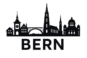 Fototapeta premium Bern city skyline with iconic buildings and landmarks