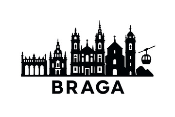 Fototapeta premium Braga city skyline with iconic buildings and landmarks
