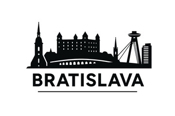 Obraz premium Bratislava city skyline with iconic buildings and landmarks