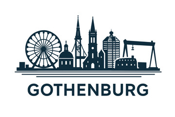 Naklejka premium Gothenburg city skyline with iconic buildings and landmarks