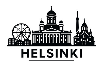 Obraz premium Helsinki city skyline with iconic buildings and landmarks